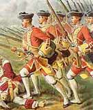 Image of the British Infantry in red coats with their rifles