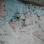 A hand-drawn map showing the travels of a prisoner...from Jeff Hampson's diary. He was a prisoner from November 1943 until 1945.
