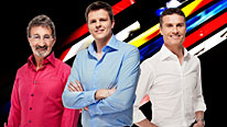 (L-R) Eddie Jordan, Jake Humphrey and David Coulthard are live at the German Grand Prix