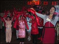 Children celebrate the start of the New Year.