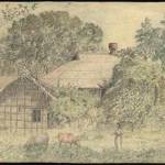 A drawing by Martin William Farrow, drawn when he was an officer in Burma.