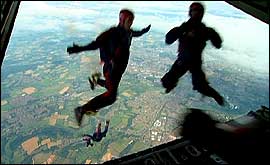 Picture: RAF Falcons jump from a Hercules above Norfolk Showground