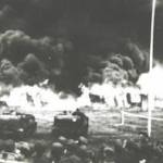 Belsen Concentration Camp - as it burned to the ground.