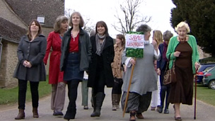 Ladies marching in the Cotswolds