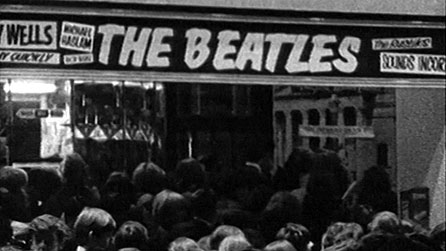 Fans outside the Capitol Theatre, Cardiff