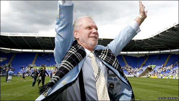 David Gold waves to Birmingham's fans on the final day of last season