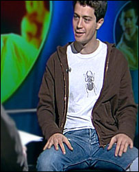 Christian Coulson in the TV studio
