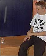Pic: James sits back from his experiment.
