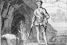 Sawney Bean outside his cave
