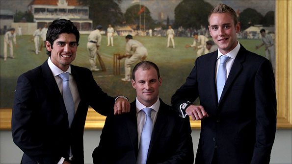 England one-day captain Alastair Cook, Test skipper Andrew Strauss and Twenty20 captain Stuart Broad