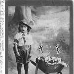 Me aged three years old. I won first prize in fancy dress as a land girl. The vegetables are from Grandads garden and he made me the wheel barrow