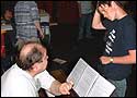 Picture: Sam Claflin (Robinson) rehearsing songs