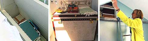 A small space used as storage, trunk and Nina Campbell demonstrates good use of space