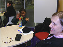 Student and teacher from Hillcrest school
