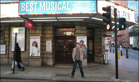 Dominic Shaw outside the Shaftsbury theatre