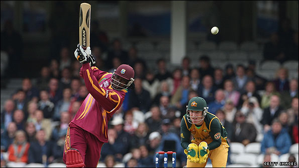 Chris Gayle during his sparkling innings against Australia