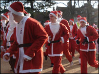 Santas on the run in Christchurch Park